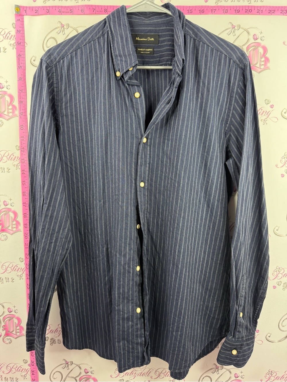 Massimo Dutti shirt Navy Blue Pinstripe Button-Up Shirt